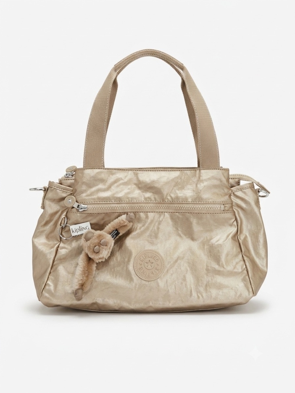 Kipling Metallic Glow “Champagne” Top-Handle Elysia Small Satchel